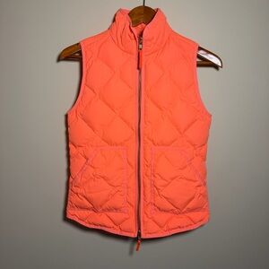 J.Crew Women’s Down Quilted Puffer Vest – XXS – Neon Coral Full Zip Pockets